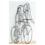 Metal Wall Art Of Bicyclist, 33"H x 19"W