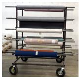 Iron Rolling Material Rack With 14 Metal Dowels, Fabric Not Included, 74.5" x 53" x 56"