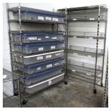 Shelf Tech Systems Rolling Stainless Steel Storage Racks, Qty 2, 77" x 48" x 18"