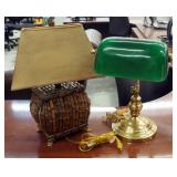 Footed Bamboo Style Desk Lamp, Adjustable Brass Style Desk Lamp