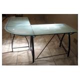 Contemporary "L" Shaped Glass Topped Desk, 29" x 60.5" x 61"