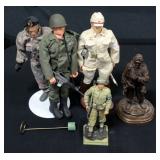 US Soldier Figurine 8.5" H, MP Figurine 8" H And 3 Military Action Figures (1 Special Forces, 1 US A