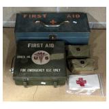 WWII US Army First Aid Kit, WWII First Aid Pouches (2), British Red Cross Armband And First Aid Kit 