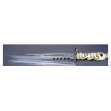 Sword With Skull And Snake Handle, Notched Blade, 28.25"OL