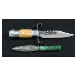 Junior Jim Bowie Knife And Double-Edged Knife With Faux Jade Tiki Handle