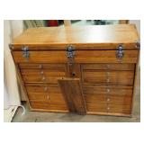 Solid Wood, Felt Lined, 10 Drawer Artist Cabinet W/ Chrome Accents And Handles 19" X 26"