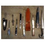 Knife Collection Including Switch Blades, Daggers, Letter Openers And More Qty 8