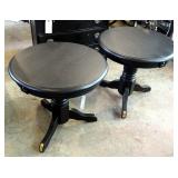 Custom Made Black Oak Accent Tables With Brass Accents, Qty 2, 22" x 24" Round