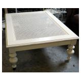 Oversized Solid Wood Coffee Table With Woven Top, 17" x 49" x 37"