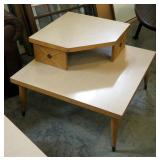 Matching Mid Century Tiered Coffee Table, 13.5" x 41" x 20" And Corner Table, 21" x 30" x 30"