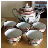 Hand Painted Porcelain Tea Set With 5 Cups And Pitcher