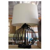 Contemporary Black Steel Ribbon Lamp, 22" Tall