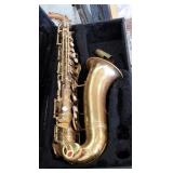 Vintage Brass Vito Alto Saxophone With Mother Of Pearl Keys, Needs Repair With Original Instrument C