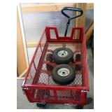 Rolling Metal Shop Cart With Handle, 6 Pneumatic Tires, 40
