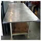 Heavy Duty Steel Work Table With Stainless Steel Top, 31" X 71" X 30"