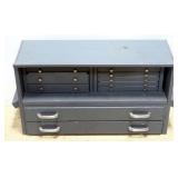 Custom Wood 10-Drawer Tool Cabinet With Drill Bits Of Various Sizes, Punches And Chisels