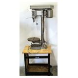 Duracraft 15 Inch Drill Press Model UL-500, Powers On, Mounted On Wheeled Cart