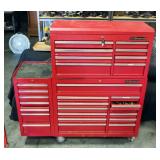 US General Pro Tool Cabinet, 28 Drawers, 61" Tall x 59" Wide x 18" Deep, On Wheels, With Key