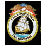 USS Constitution Old Ironsides Undefeated Challenge Coin, Gold Plated, Heavy Relief, In Box And USS 