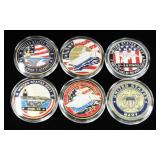 US Navy Challenge Coins, Includes USS Forrestal, USS Independence, USS George Washington, F-14 Tomca