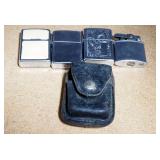 Lighter Collection, Includes Zippo Qty 3, Omscolite, And Leather Zippo Holster