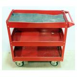 Three Shelf Metal Utility Cart On Wheels,330lb Capacity, 32.5" Tall x 29.5" Wide, 16" Deep