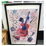 1997 Kansas City Blues And Jazz Festival Poster, Frame Size 25.75" Wide x 38" High