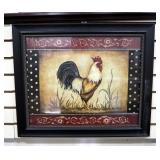 Kinberly Poloson (American) "Cock-A-Doodle-Doo" Print, Framed Under Glass, 24