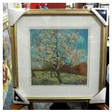 Print Of Trees In Back Yard, Framed Matted Under Glass 22.75"x22.75"