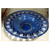 Blue Glass Bowl 12" Diameter x 3" Deep, Made in Spain