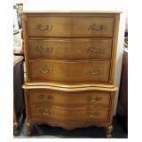 United Furniture Corp 5-Drawer Chest Of Drawers, Dovetail Construction, Bass Pulls, Serpentine Front