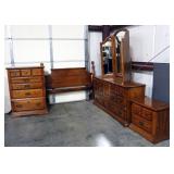 United Furniture Corp 6-Drawer Dresser With Mirror, Dovetail Construction, Brass Pulls, Serpentine F