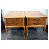 Pair Of Hekman Single Drawer End Tables, Dovetail Construction, Brass Pulls, 22" H x 19.5" W x 27" D