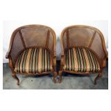 Pair Of Side Chairs With Woven Wicker Backs, Padded Seats, Matching Back Pillows, 31"H