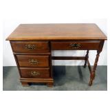 4 Drawer Student Desk With Brass Pulls And Curved Edges, 30" H x 41" W x 18" D