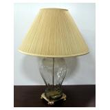 Table Lamp With Brass And Clear Glass Base, 30"H, Powers On