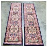 The Alexandria Collection, Two Area Rugs, Morocco Navy Design, 23" Wide x 100" Long, Blue Burgundy A