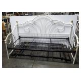 Day Bed With Popup Trundle, Metal Frame, Scrollwork Design, Gold-Toned Knobs, Holds Twin Size Mattre