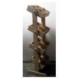 Wood Display Rack With 4 Tilting Bins, Each Bin Has 2 Compartments And Dividers Can Be Added To Make