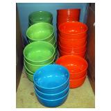 Royal Norfolk Ceramic Bowls, 6" Diameter x 3" Deep, Green (15), Orange (13) And Blue (3)