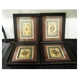 Set Of Tile Playing Cards, Framed Matted And Under Glass, Includes Ace Of Clubs, King Of Hearts, Que