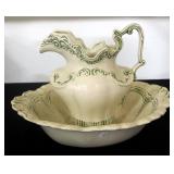 Ceramic Victorian Style Water Pitcher And Basin