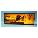 Marlboro Lighted Wall Sign/Clock 9.25" Tall x 25" Wide x 4" Deep, Powers On