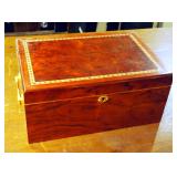 Cigar Humidor With Hygrometer And Leather Cigar Cases Qty 4, 6.5" X 13.5" X 9.5"
