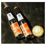 1985 Royals World Champions Autographed Team Baseball And Coca-Cola Commemorative Bottles Qty. 2