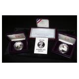 American Eagle,1 Ounce Proof Silver Bullion Coins, Qty. 2 (1987 & 1989) And 1998 Robert F. Kennedy S