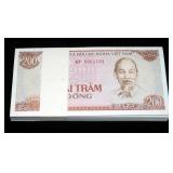 Uncirculated 200 Hai Tram Dong, Dated 1987, Vietnam Bank Notes, Qty. 100