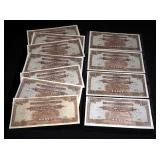 100 Dollars, The Japanese Government Bank Notes, 1944 Malaya, Qty. 11