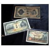 Japanese Yen, 5,10,50 Yen Notes, Qty. 3 Total