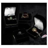 22K Gold Turquoise Ring Size 6.5, 14K Gold Emerald Ring, Size 5, 12K Gold Man